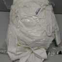 Bed Skirt King Size, Ruffled Bed Skirts with Split Corners, King Bed Skirt 16 Inch Drop, Striped, Ivory, 16" King