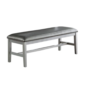 Upholstered Bench, 38" L x 15" W x 19" H, Gray Leather