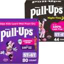 Pull-Ups Day and Night Bundle: Training Pants for Girls, Size 5T-6T (46-60 lbs), 80 Count (2 Packs of 40) & Night-Time Training Pants for Girls, Size 5T-6T (46-60 lbs), 80 Count (2 Packs of 40)