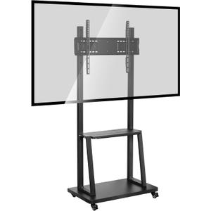Mobile Smart Board Stand for 32-70" Interactive Whiteboards | Classroom-Ready Height Adjustable Cart with Locking Wheels & Teacher Shelves | School, STEM Lab, Office Accessory​