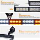 Xprite 31.5 Inch LED Strobe Traffic Advisor Light Bar 21 Flashing Caution Patterns Directional Chase Lightbar w/Suction Cup Mount for Emergency Construction Vehicles Trucks SUV UTV, White Amber