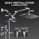 Veken Wide High Pressure Rain Shower Head with Handheld, Handheld Shower Heads with Multi Spray Modes, Rainfall Combo with 15" Metal Extension Arm,Detachable Dual Shower, Bathroom Decor,Chrome Silver