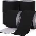 WeTop 6 Rolls Black Kinesiology Tape, 2inch x 16.4ft Uncut Kinetic Tape, Cotton Elastic Athletic Tape Latex Free Hypoallergenic, for Ankle Muscle Knee Elbow Shoulder.