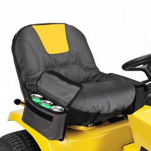 Deluxe Tractor Seat Cover for Cub Cadet,Riding Lawn Mower Seat Cover Compatible with Husqvarna,for John Deere,with Drink Pouch (Medium) (grey&yellow)