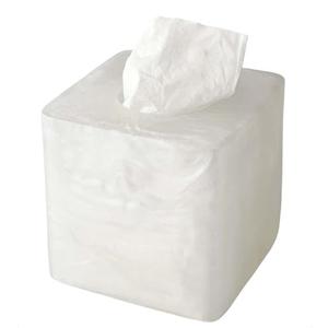 Elegant Smooth Shell Finish Square Resin Facial Tissue Box Cover Holder, Handcrafted Cube Tissue Box Covers with Open Bottom for Bathroom Livingroom Kitchen Office Modern Home Decor Gifts