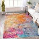 Lahome Modern Abstract Washable 5x7 Area Rugs for Living Room, Colorful Soft Bedroom Rug Low Pile Non Slip,Stain Resistance Dining Room Carpet for Nursery Office Entrance Home Office Decor (Galaxy)
