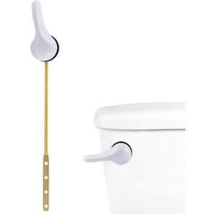 Metal Front Mount Toilet Handle - Universal Fit Toilet Flusher Lever Replacement Compatible with American Standard/Mansifield, with Flapper Chain, White