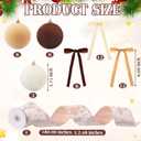 Syhood 15 Pcs 3.15" Christmas Velvet Balls Ornaments with 30 Flocked Bows 1 Vintage Ribbon Velvet Neutral Christmas Tree Decoration for Xmas Holiday Decor(Coffee/Khaki/White)