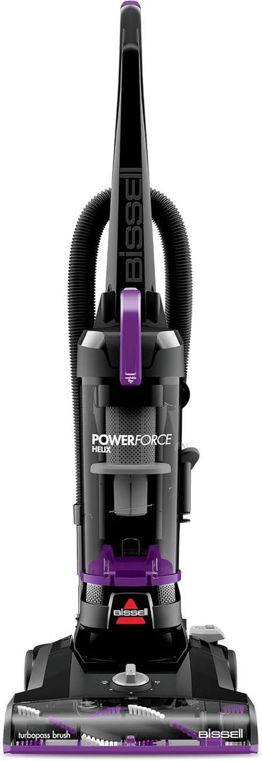 BISSEL PowerForce Helix Bagless Upright Vacuum, Powerful Suction for Pet Hair & Multi-Surface Cleaning, Scatter-Free Technology, Large Dirt Tank, 23ft Cord, 5 Height Settings (Purple)