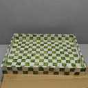 15.8" x 11.8" Decorative Rectangular Tray with Natural Capiz Shells, Checkered Tray with Handles, Serving Tray for Ottoman, Coffee Table, Kitchen Counter Home Decor (Pistachio Green)