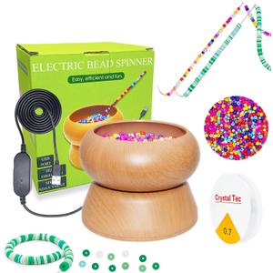 Xmada Electric Bead Spinner - Clay Bead Spinner with 2PC Beading Needles and Seed Beads, Waist Beads Kit, Bead Spinner for Jewelry Making, Electric | Speed Adjustment Beading Tools (Original)