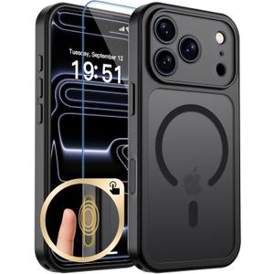 zapica Magnetic for iPhone 17 Pro Case, Upgraded [Camera Control Button] [Full Camera Protection] [with 1 Screen Protector] Translucent Matte Shockproof Protective Phone Cover, Midnight Black