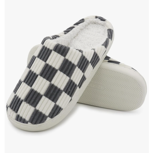 Women House Fuzzy Slippers - Plaid Scuff Checkered Slip-on Memory Foam Indoor Outdoor Comfortable Soft Slides, Size 38-39