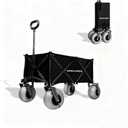 Heavy Duty Beach Wagon with Big Balloon Tires  Collapsible Folding Cart for Sand, Grass & Outdoor Activities, 220 lbs Capacity, Easy Storage & Transport (Black)