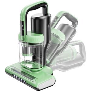 MYUAKO Mattress Vacuum Cleaner with UV-C Light & 140F Constant Heat, 20Kpa Powerful Suction Bed Vacuum for Pet Hair, Dander Baby Crib, Dual-Cup System with Extra HEPA Filter, Lightweight&16ft Cord (Green)