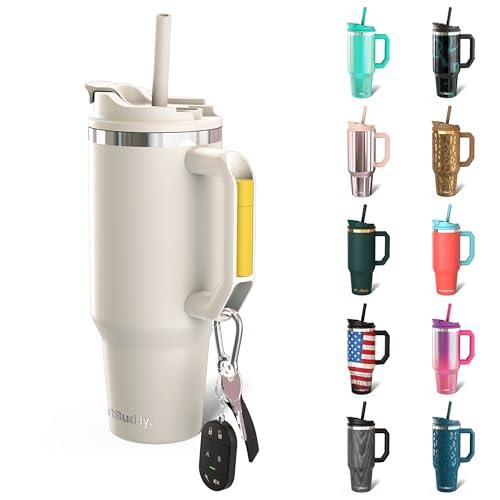 Frost Buddy Thicc Buddy - 40 oz Stainless Steel Vacuum Insulated Tumbler with Lid and Straw for Water - Travel Mug Cupholder Friendly - Gifts for Women Men Him Her (Cream)