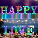 Pooqla Colorful LED marquee letter lights with Remote light Up Signs Party Bar Decorations for The Home - Multicolor A