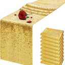 10 Packs 12 x 72 inches Gold Sequin Table Runner, Glitter Runner for Birthday Party Supplies Wedding Holiday Celebration Baby Shower Engagement Anniversary Decor