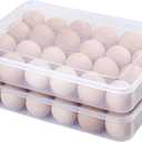 Sooyee 2 Pack Covered Egg Holders for Refrigerator,Clear 2X24 Deviled Egg Tray Storage Box Dispenser,Stackable Plastic Egg Cartons,Egg Holder Countertop(48 Eggs)