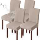 Genina Waterproof Chair Covers for Dining Room Set of 4 Kitchen Chair Covers Parson Dining Chair Slipcover,Khaki