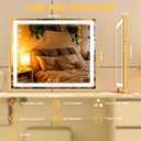 Vanity Mirror with Lights, 24'' x 20'' Lighted Makeup Mirror, Touch Screen with 3-Color Lighting, Dimmable for Vanity Desk Tabletop Square Gold