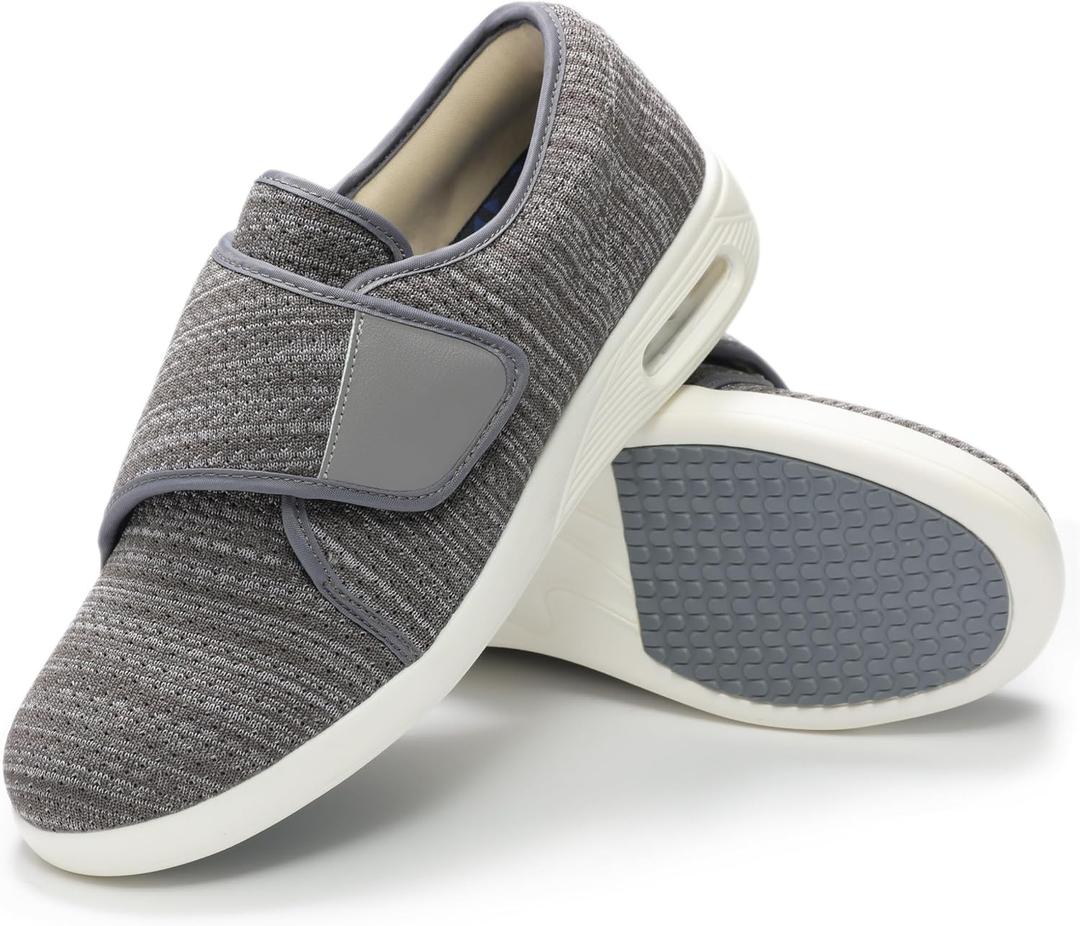 QHBPMGAD Diabetic Shoes for Women, Women's Wide Width Elderly Shoes, Adjustable Hook and Loop Closure Anti-Slip Breathable Lightweight, Swollen Feet Walking Edema Sneakers 8