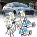 Automotive Front Light Bulbs, H7 and H11 Front Light Combo, 6000K with Built-in Fan for Elantra 2014 2015 2016 (with Projector) 2017 2018, High and Low Beam, 12-24V, 4-Pack