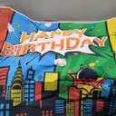 7X5FT Cartoon Superhero Theme Background Super City Comic Skyline Happy Birthday Party Decorations for Childrens Boys Birthday Cityscape Super Heros Photography Backdrop