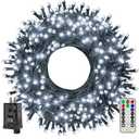 Ollny Christmas Tree Lights , Remote Plug-in Christmas Lights with Timer and 8 Modes Waterproof Outdoor String Lights for Thanksgiving Xmas House Indoor Outside Decorations ( White)