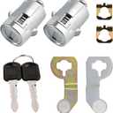HZEL 1 Pair Car Driver and Passenger Door Lock Cylinder Set with 2 Keys, OEM#15298924 Vehicle Front Left Right Barrel, Automotive Door Lock Tumbler Compatible with Sierra 1500 2500 3500