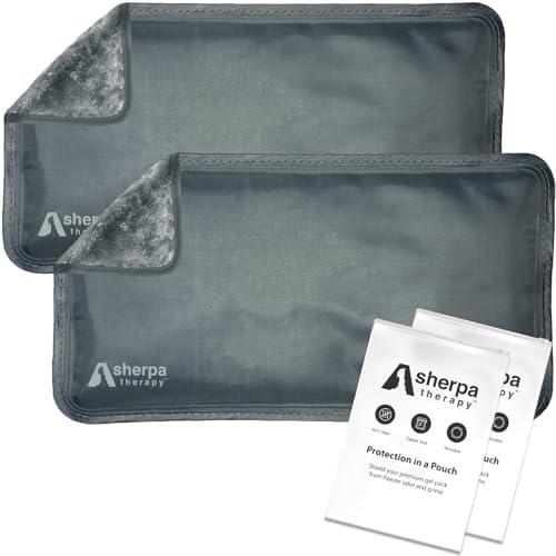 SHERPA THERAPY Small Flexible Gel Ice Packs for Injuries Reusable - Soft Hot and Cold Packs for Injuries for Ankle, Hand, Wrist, Head Pain Relief - 5" x 10" - 2PK - Grey
