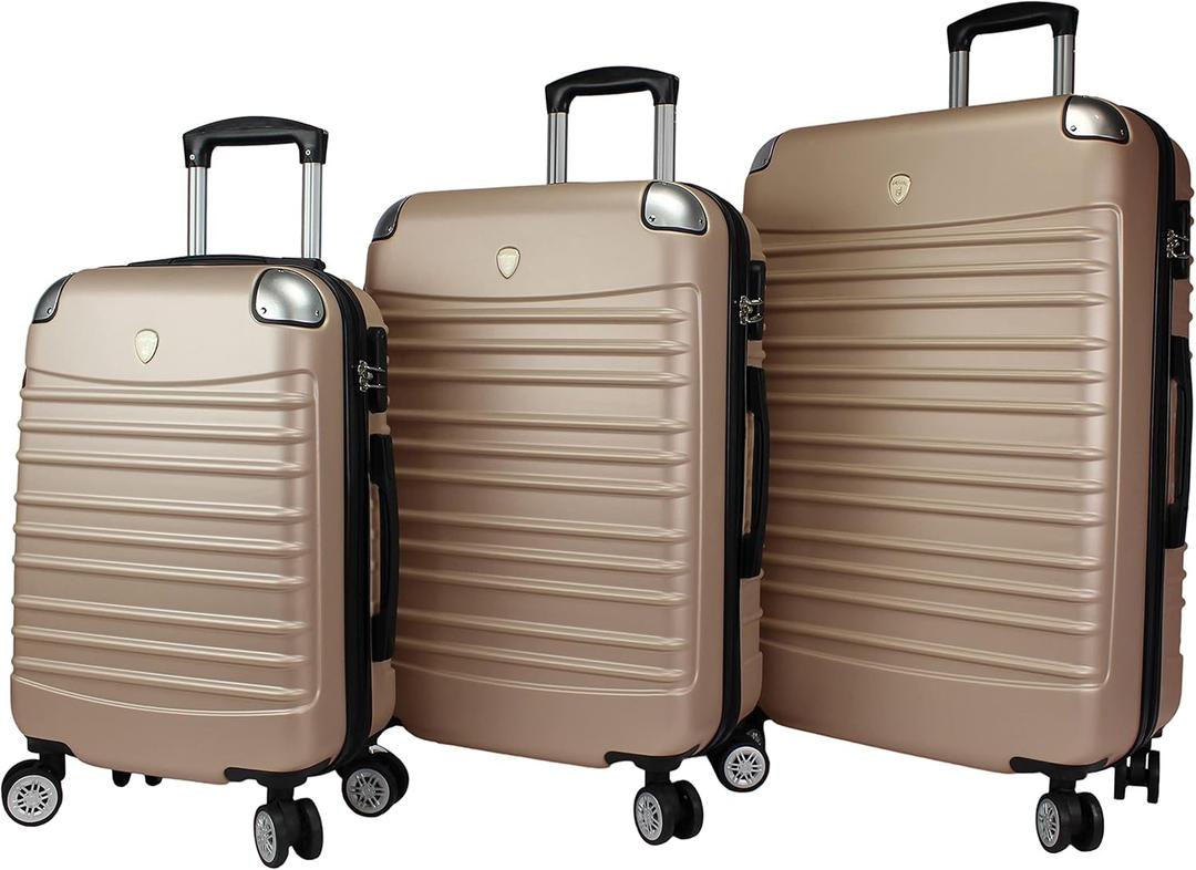 Dejuno Impact New Generation Hardside 3-Piece Spinner Luggage, Champagne, One_Size