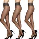 L'eggs Sheer Energy Women's Standard-Panty, Sheer Toe, Nylon Pantyhose (Medium, Off Black (Pack of 3))