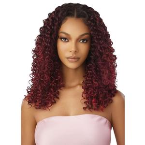Outre Airtied 100% Fully Hand-Tied Wig - Human Hair Blend - Dominican Curly 22" (DRST MAPLE BROWN)