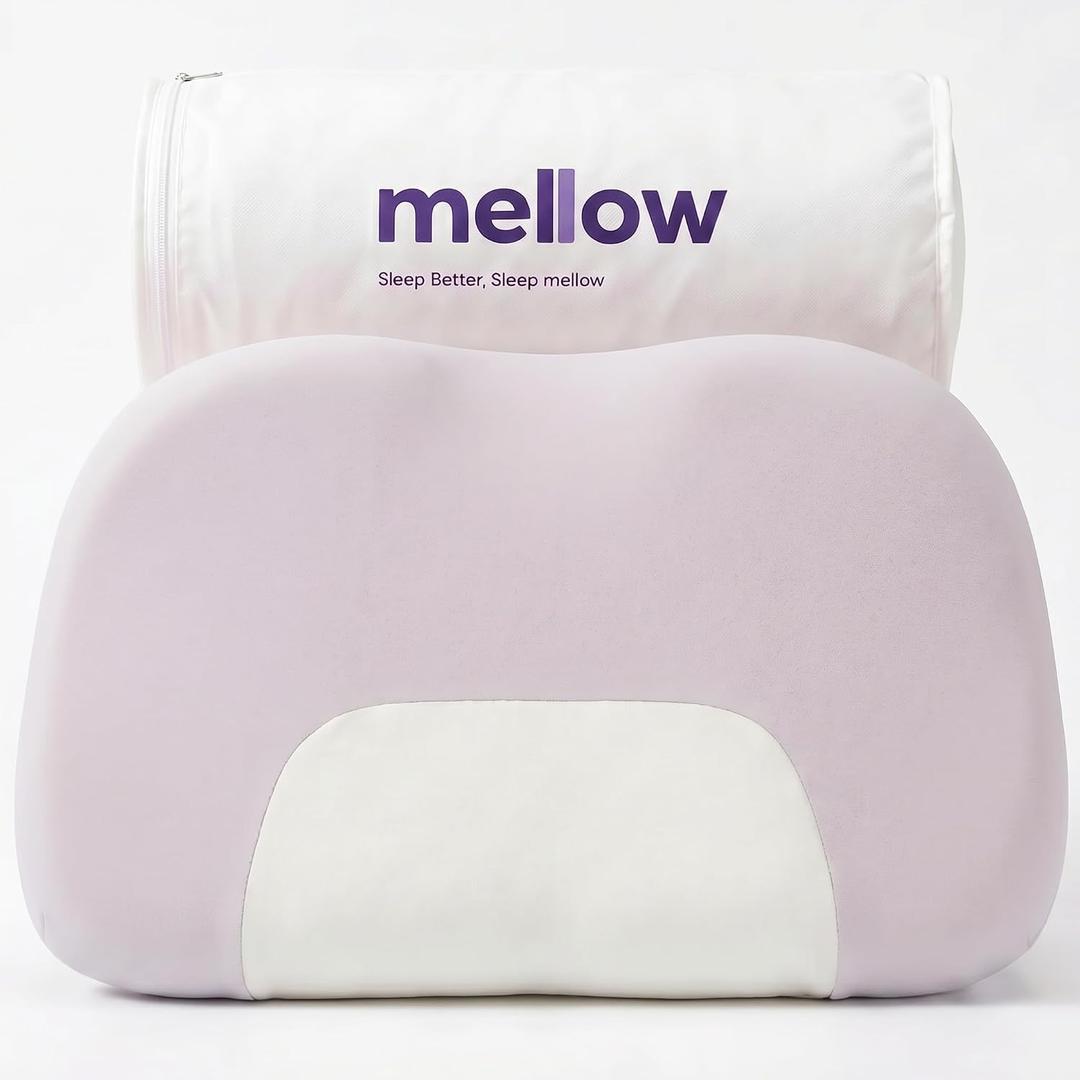 Mellow Halo Cervical Neck Pillow, Contoured Memory Foam Pillow with Dual Firm & Soft Sides, Ergonomic Support for Side & Back Sleepers, Spine Alignment, Breathable Washable Cover