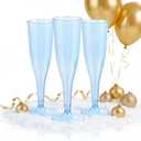 WDF 36 Pack Clear Blue Plastic Champagne Flutes - 7OZ Blue Champagne Flutes Plastic, Champagne Glasses Disposable for Party Wedding New Year's