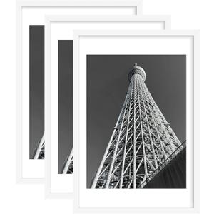 Abtgt 20x30 Frame Set of 3, Display Pictures 18x24 with Mat or 20x30 without Mat, Poster Frame for Vertical & Horizontal Wall Hanging Display, White