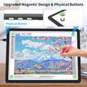 TOHETO A3 Light Board for Diamond Painting, Super Bright Magnetic Light Pad with Side Buttons, Lightbox for Tracing and Drawing, Corded Light Table for Sketching, Animation, Weeding Vinyl (Black)