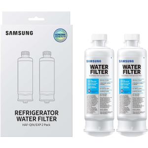 SAMSUNG Genuine Filters for Refrigerator Water and Ice, Carbon Block Filtration for Clear Drinking Water, HAF-QIN-2P, 2 Pack