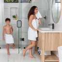 Macouba Bath Towels for Bathroom - Towel Set - White Towels with Grey Trim - Luxury Bath Towels Set of 6, Bathroom Towels, Bath Towel Set, 2 Bath, 2 Hand 2 Face
