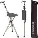 Ta-Da Chair Series 1 Pro, Portable Trekking Hiking Pole, Folding Walking Stick with Seat, Walking Cane with Chair, Foldable Chair, Lightweight Aluminum, Easy Carry and Storage, Anti-Slip (Black)