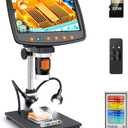 Digital Microscope with 7" LCD Screen,1500X Magnification Soldering Microscope with HDMI,Coin Microscope with 12MP Image Sensor,Windows/Mac/TV Compatible32GB Card