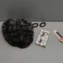 Messy Bun Hair Piece Elastic Drawstring 8inch Gray Loose Curly Bun Hair Extensions Synthetic Curly Yaki Hair Short Drawstring Ponytail for Women Daily Party Use(T1B/Gray) (T1B/Gray Salt and Pepper)