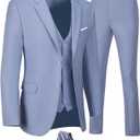 Furuyal Men's Suits 3 Piece Slim Fit Suit Set,Two Button Wedding Business Tuxedo Solid Blazer Jacket Vest Pants with Tie, XXL