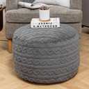 Ottoman Pouf Unstuffed 20x20x12 Inches Fluffy Ottoman Foot Rest No Filler Under Desk Foot Stool Great for Living Room Bedroom (Gray Pouf Without Filler)