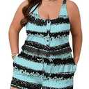 Summer Mae Plus Size Swim Romper One Piece Swimsuit Women Blouson Bathing Suit with Pockets 2026 Modest Swimwear Gradient Blue Black 16 Plus
