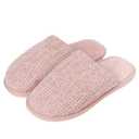 Enteer Women's Slippers Memory Foam Slippers Outdoor Indoor Warm Plush Bedroom Golden thread Couple Slipper Pink US 5-6