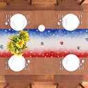 Red White and Blue Vases Flowers Table Runner 4th of July Memorial Day Veterans Day Independence Day Tablecloth Patriotic Decorations and Supplies for Home Kitchen Table-1372''