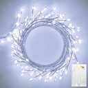 Pure White Battery Operated Fairy Lights, 2 Pack Totally 20 FT 240LED Twinkle Firecracker String Lights, Waterproof Cluster Lights for DIY Indoor Wreath Wedding Bedroom Christmas Decoration