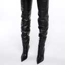 anteikira Women's Fashion Pointed Toe Clear Heel Over the Knee Boots Slouch High Heel Side Zipper Tall Boots for Women Size 5.5-12US